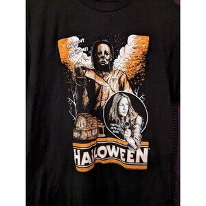 Halloween Movie T-Shirt Michael Myers Sketchy Orange Black Cotton 2015. Sz Med